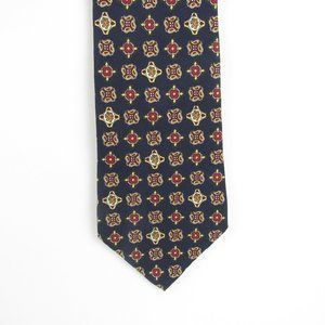 Tommy Hilfiger Men's Tie Blue/Red Geometric Pattern Classic Two-tone